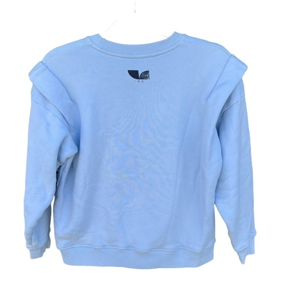 IRO Lusse Pleated Shoulder Sweatshirt Blue Ciel Crewneck Women’s XS Cozy GUC - Picture 2 of 11